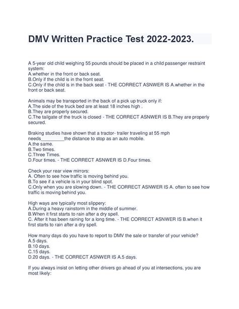 written test dol 2023